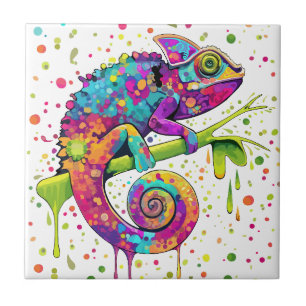 Chameleon Paint Vlekken Waterverf Style Tegeltje