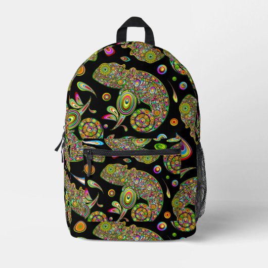 Chameleon Psychedelic Fantasy Bedrukte Rugzak (Voorkant)