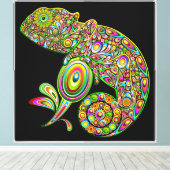 Chameleon Psychedelic Fantasy Canvas Afdruk (Insitu (Houten vloer))