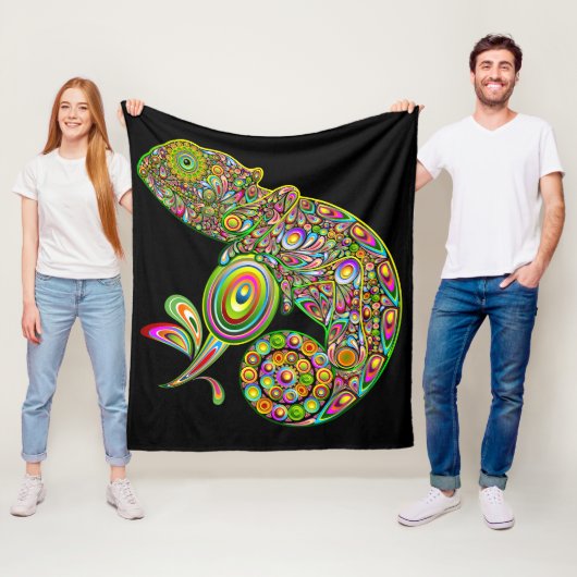 Chameleon Psychedelic Fantasy Fleece Deken (In situ)