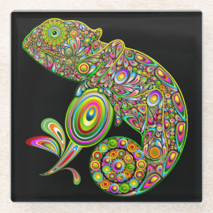 Chameleon Psychedelic Fantasy Glazen Onderzetter