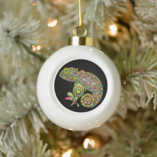 Chameleon Psychedelic Fantasy Keramische Bal Ornament (Boom)