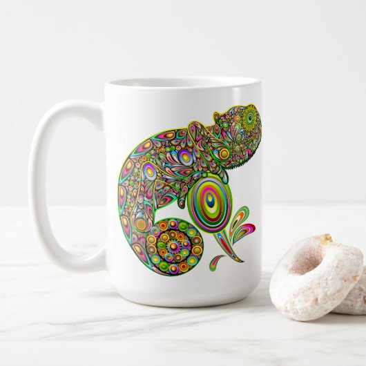 Chameleon Psychedelic Fantasy Koffiemok (Met donut)