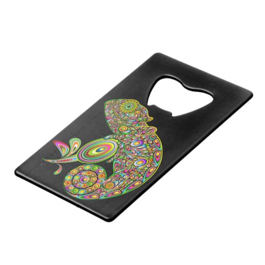Chameleon Psychedelic Fantasy Kredietkaart Flessenopener (Voorkant Gekanteld)