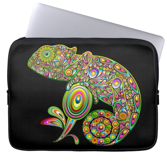 Chameleon Psychedelic Fantasy Laptop Sleeve (Voorkant)