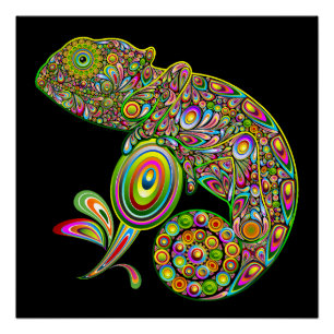 Chameleon Psychedelic Fantasy Perfect Poster