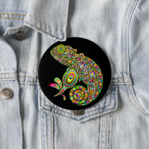 Chameleon Psychedelic Fantasy Ronde Button 4,0 Cm