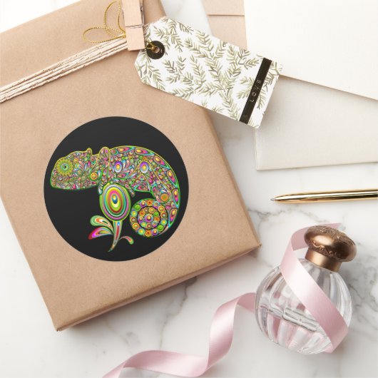 Chameleon Psychedelic Fantasy Ronde Sticker (Geschenken)
