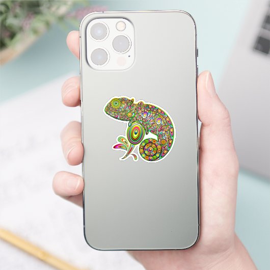 Chameleon Psychedelic Fantasy Sticker (Telefoon)