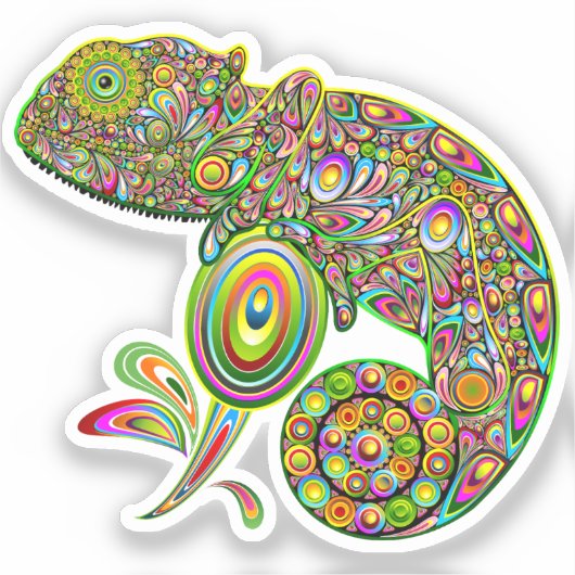 Chameleon Psychedelic Fantasy Sticker (Voorkant)
