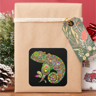 Chameleon Psychedelic Fantasy Vierkante Sticker