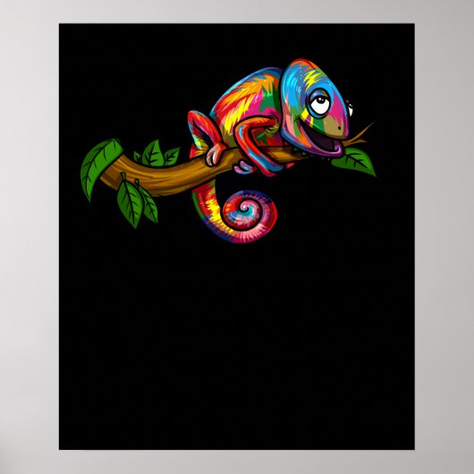 Chameleon Rainbow Lizard Colorful Reptile Poster (Voorkant)