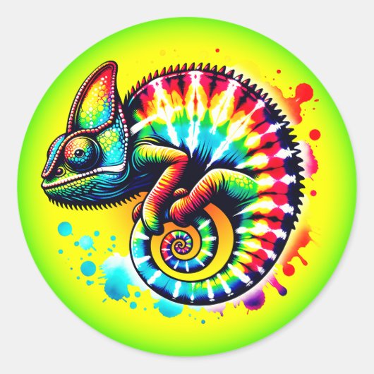 Chameleon Stropdas-Dye Ronde Sticker (Voorkant)