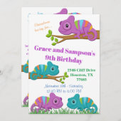 Chameleon verjaardagsuitnodiging kaart (Voorkant / Achterkant)