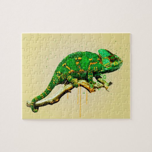 Chameleon voilé aquarelle Reptile puzzle (Horizontal)
