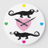 Chameleons and Rainbow Hearts Round Clock Grote Klok (Voorkant)