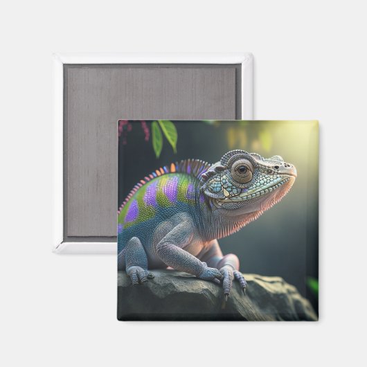 Chameleon's Lizard Wildlife: Kleurrijk Reptiel Pet Magneet (Voorkant / Achterkant)