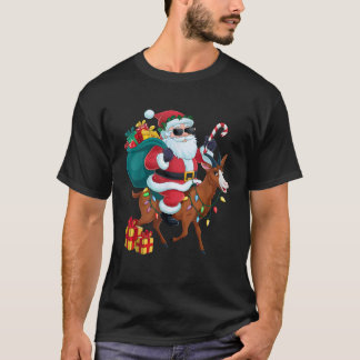 Chamois Xmas Lighting Santa Riding Chamois Goat Ch T-shirt