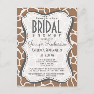 Chamoisee Giraffe Animal Print Uitnodiging Briefkaart