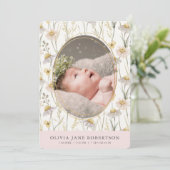 Chamomile Floral Girl Photo Faire-part de naissanc (Debout devant)