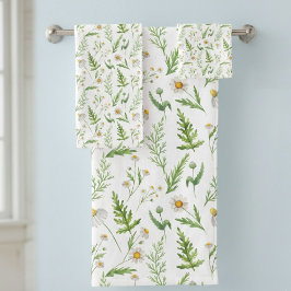 Chamomile Flower Botanical Rustitern Pattern Bad Handdoek