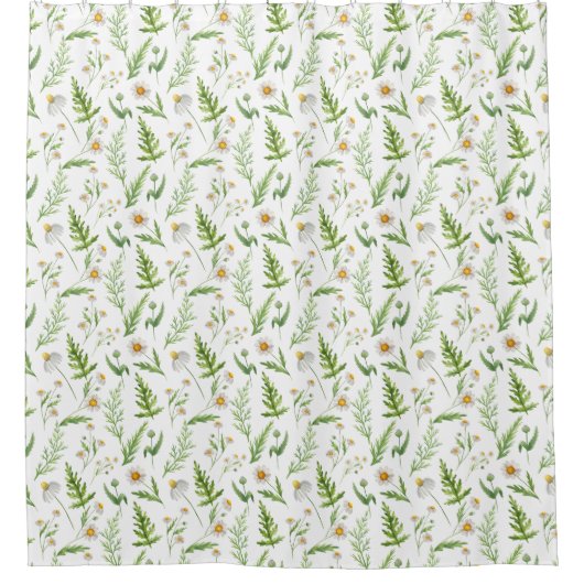 Chamomile Flower Botanical Rustitern Pattern Douchegordijn (Voorkant)