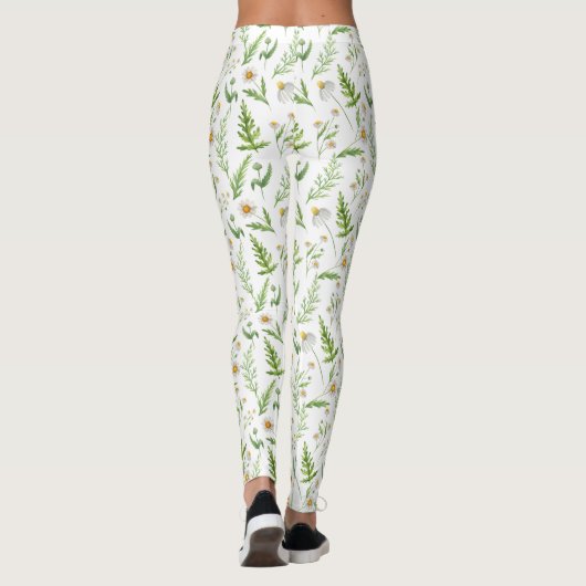 Chamomile Flower Botanical Rustitern Pattern Leggings (Achterkant)