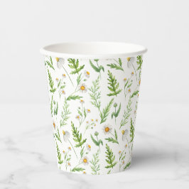 Chamomile Flower Botanical Rustitern Pattern Papieren Bekers