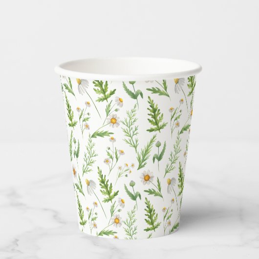 Chamomile Flower Botanical Rustitern Pattern Papieren Bekers (Voorkant)