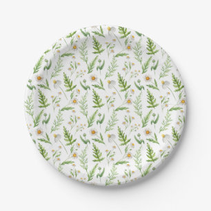 Chamomile Flower Botanical Rustitern Pattern Papieren Bordje
