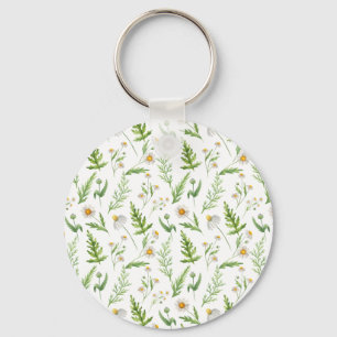 Chamomile Flower Botanical Rustitern Pattern Sleutelhanger