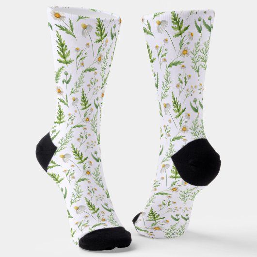 Chamomile Flower Botanical Rustitern Pattern Sokken (Gebogen)