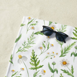 Chamomile Flower Botanical Rustitern Pattern Strandlaken