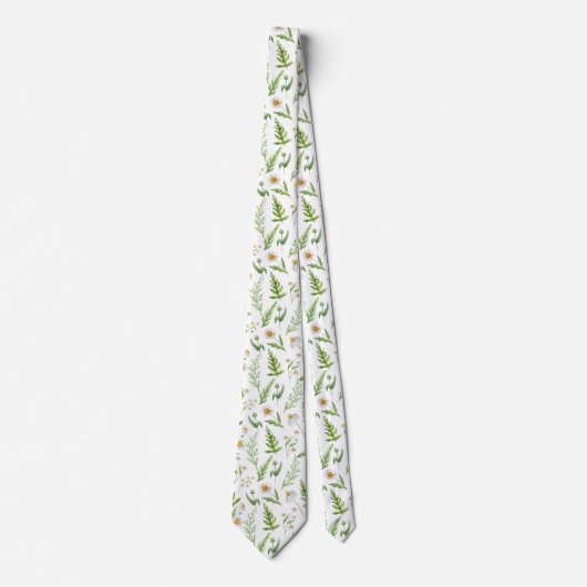 Chamomile Flower Botanical Rustitern Pattern Stropdas (Voorkant)