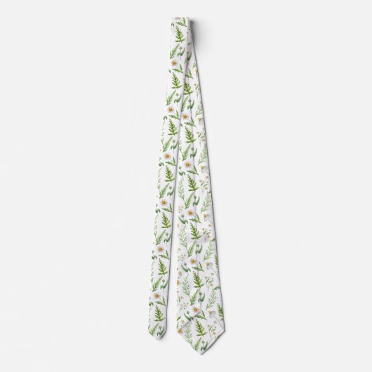Chamomile Flower Botanical Rustitern Pattern Stropdas (Achterkant)