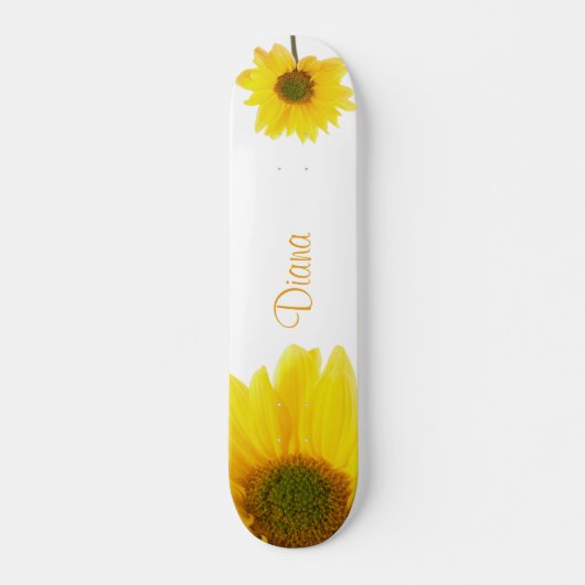 Chamomile, Flower, Girly, Personalized Name, White Skateboard (Voorkant)