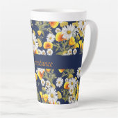 Chamomile & Poppies Patroon op maat Latte Mok (Rechterhoek)
