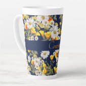 Chamomile & Poppies Patroon op maat Latte Mok (Linkerhoek)