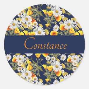 Chamomile & Poppies Patroon op maat Ronde Sticker