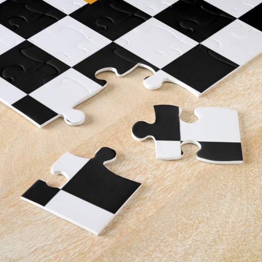 Chamomiles en papavers Checkerboard Jigzaag Puzzle Legpuzzel (Zijkant)