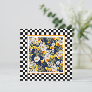 Chamomiles Poppies en Checkerboard