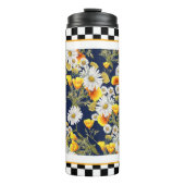 Chamomiles Poppies en Checkerboard Thermosbeker (Voorkant)