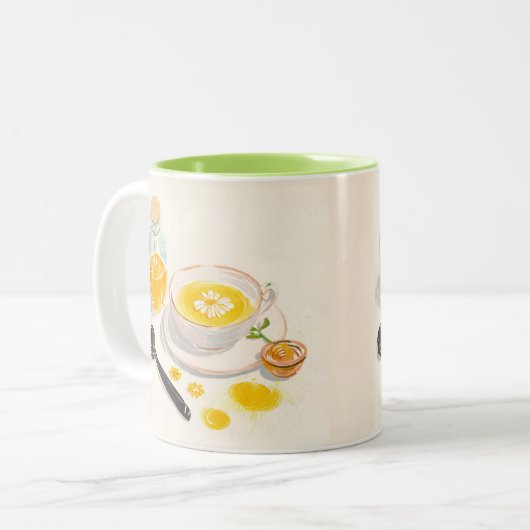Chamomille Tea & Honey Mug Tweekleurige Koffiemok (Voorkant links)