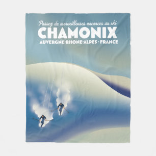 Chamonix - Auvergne-Rhône-Alpes Frankrijk ski post Fleece Deken