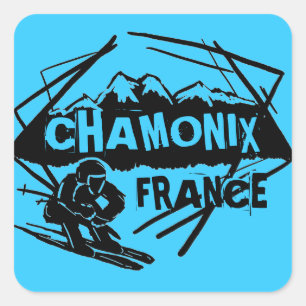 Chamonix France blue ski logo stickers