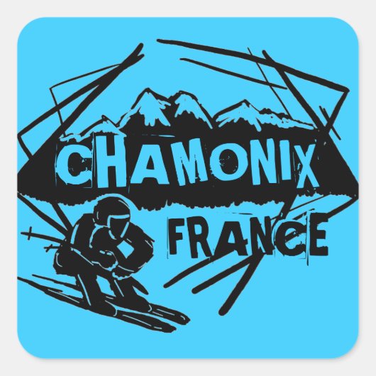 Chamonix France logo bleu logo art autocollants (Devant)