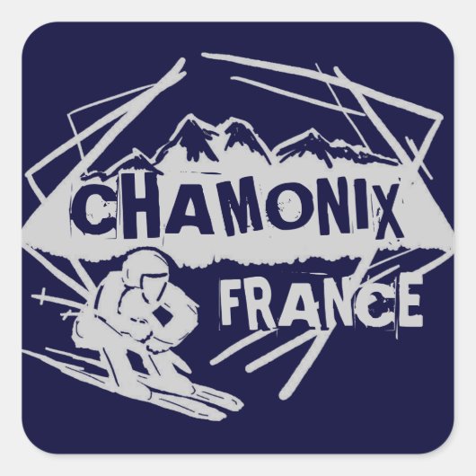 Chamonix France logo bleu marine ski autocollants (Devant)