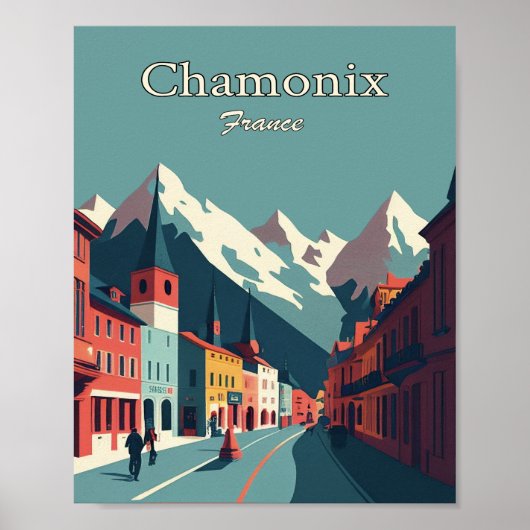 Chamonix France Minimalistisch  Art Poster (Voorkant)