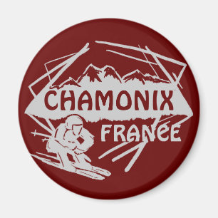 Chamonix France red ski logo art magnet Magneet