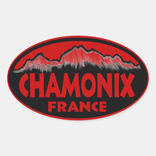 Chamonix France rode ovale stickers (Voorkant)